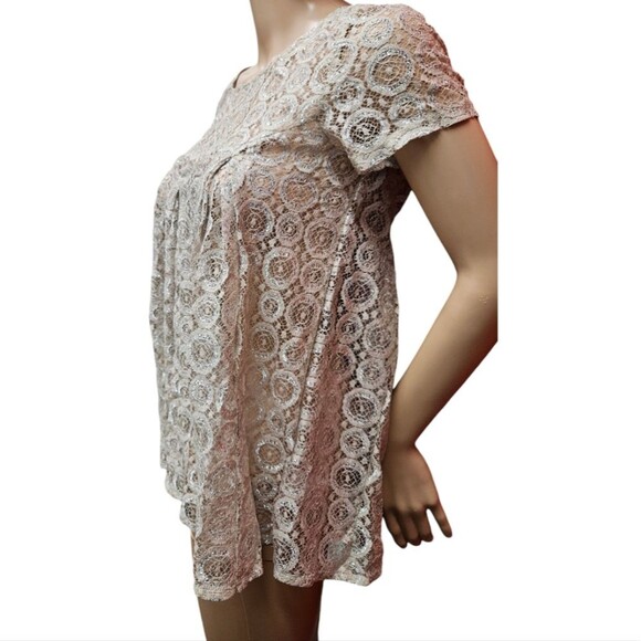 Anthropologie Akemi + Kim Cream Lace Swing Top - Picture 10 of 11